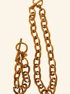 Banana Republic Gold-Tone Link Necklace and Bracelet Set